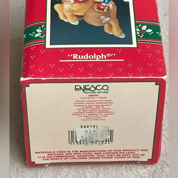 Vintage Enesco “Rudolph” Christmas Tree Ornament-1991-Festive-Holiday-Elf-Gifts - Picture 2 of 3